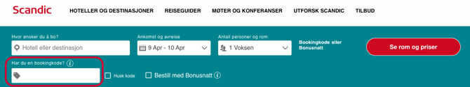 Scandic - Bookingkode 2